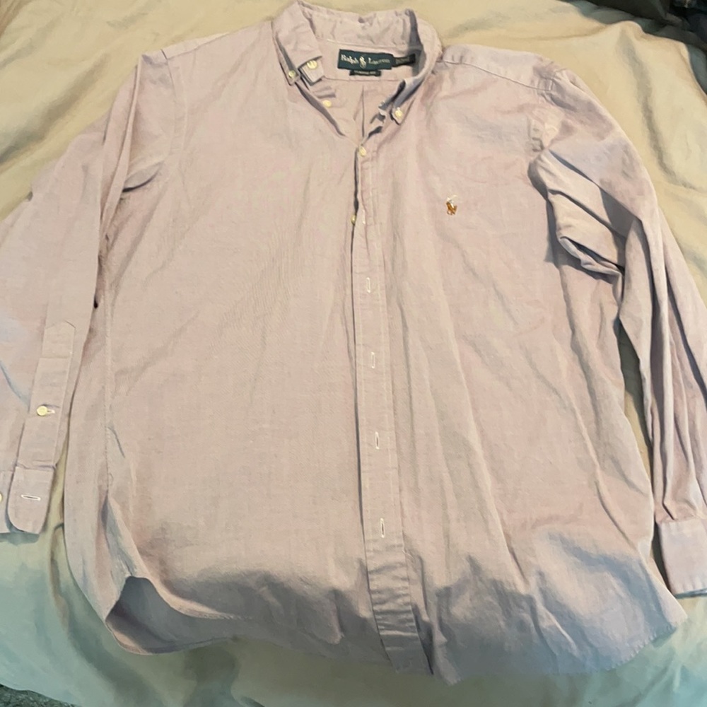Men’s long sleeve lavender polo dress shirt - Picture 4 of 4